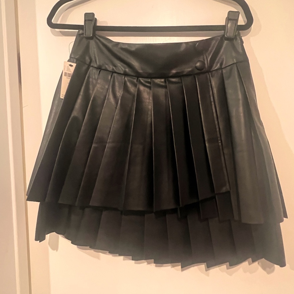 Ruffled leather skirt